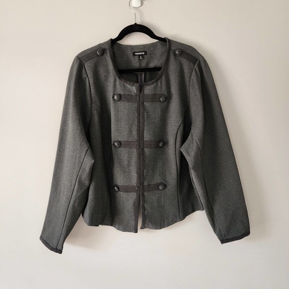 Torrid‎ Charcoal Gray Fitted Military Blazer Jacket Size Women's Plus 4X - Picture 4 of 13